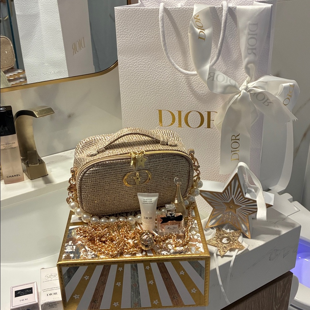 Dior makeup bag, parfume, lipstick, boxes and more